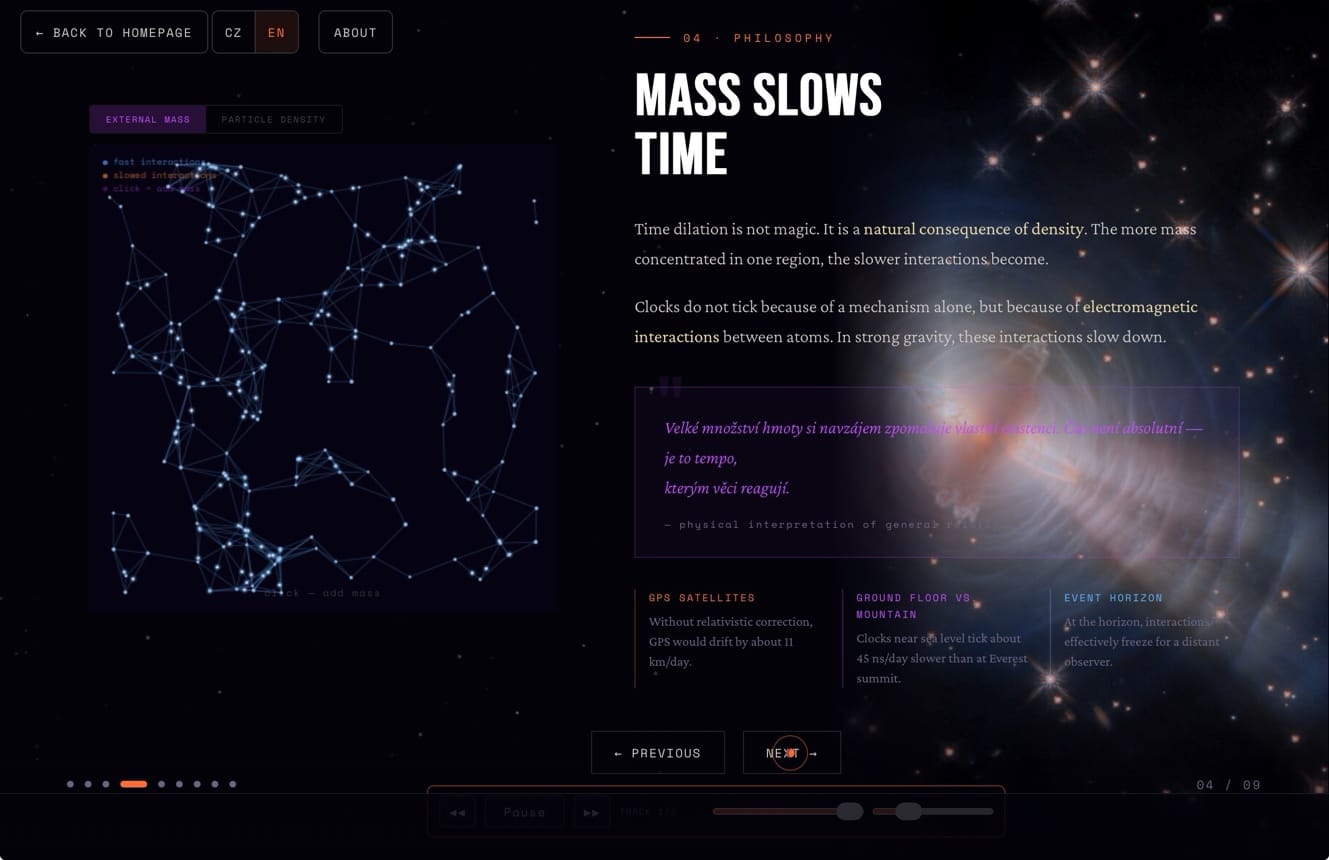 Black Hole Physics Explorer — interaktivní simulace časoprostoru